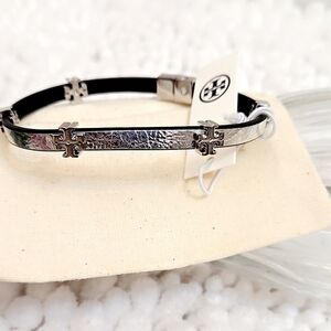 Tory Burch Silver and Black Bracelet